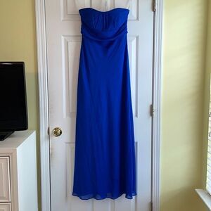 Davids Bridal Dress Long Women Prom Wedding Strapless Blue Size 6